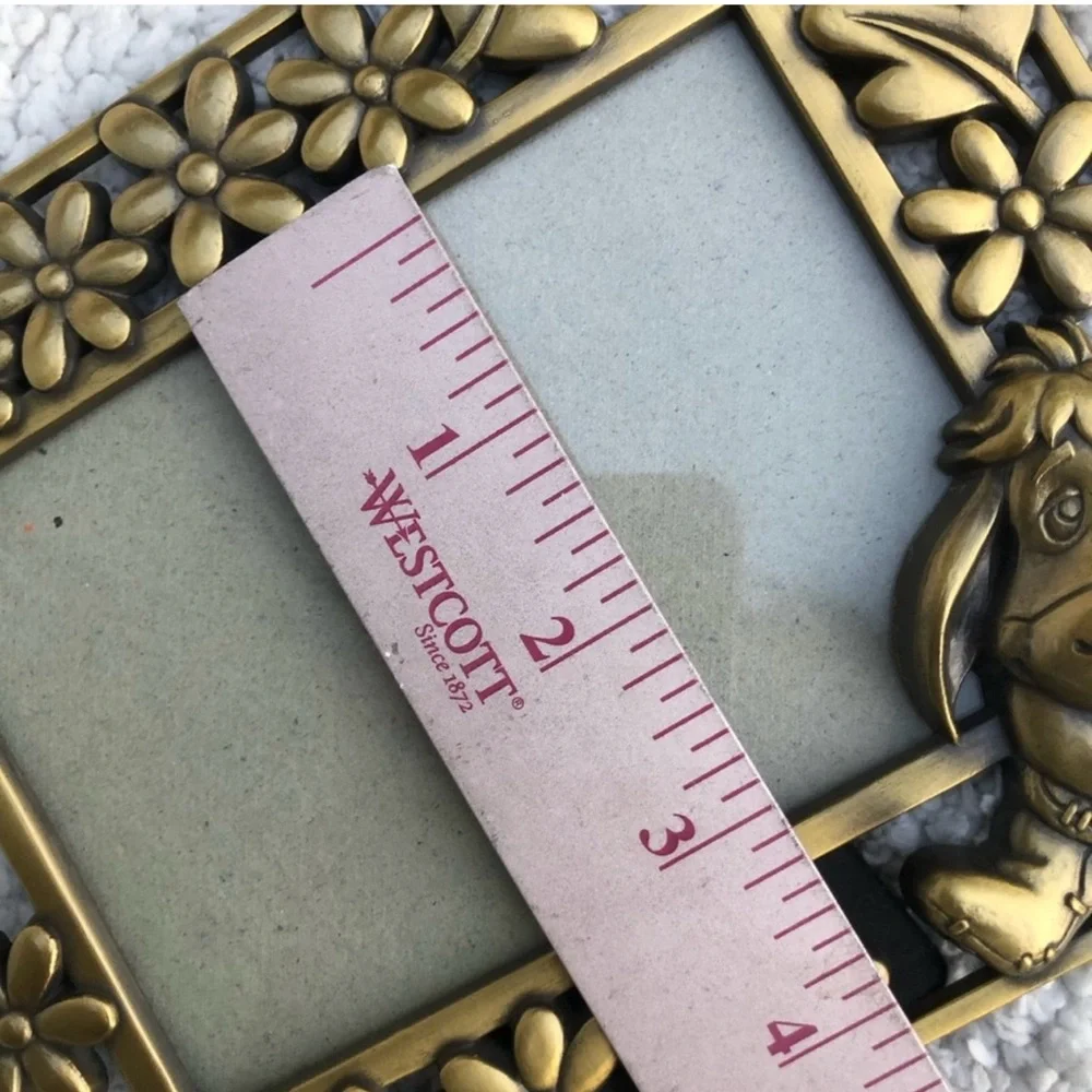 Winnie the Pooh Eeyore gold metal brass picture frame Walt Disney collectible